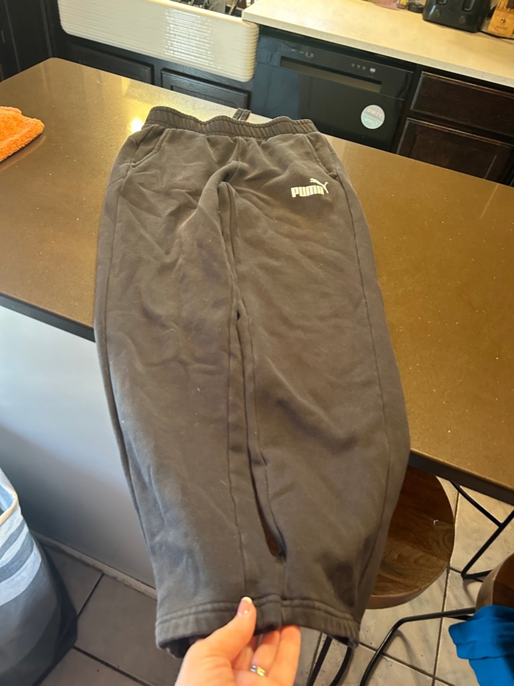 Puma Black Kids Fleece Joggers with Logo